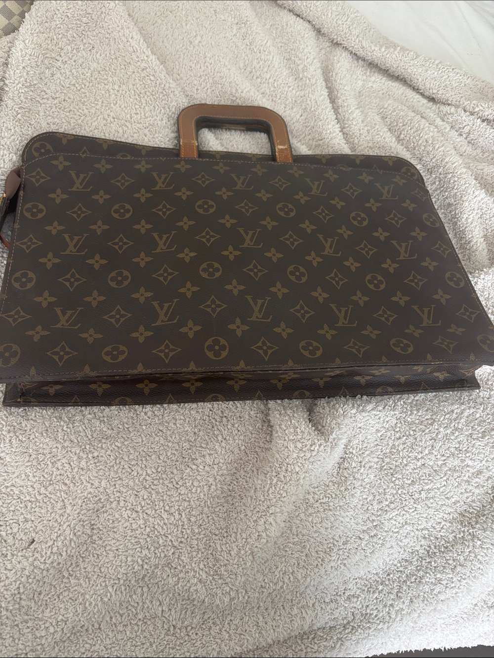 Louis Vuitton Monogram Briefcase in Brown and Tan Leather Trim